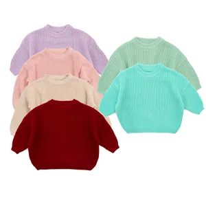 Low Price Winter High Quality Baby Boys Knitted Cotton Sweater Solid Color rts Baby Girls' Sweaters