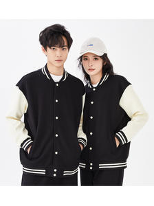 Chaqueta de Béisbol para Hombre, Otoño-Invierno, Básica, Color Sólido, 330GSM, Hombros Caídos, Cuello Alto, Ecológica, 100% Algodón - Product Image 5