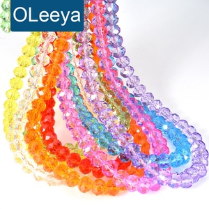 Perles OLeeya 8 mm facettées scintillantes en vrac, perles rondelles en verre cristal AB avec trou pour la fabrication de bijoux et colliers DIY - Product Image 1