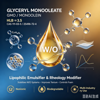 Mono-oléate de glycérol (GMO/Mono-oléine) |   Émulsifiant lipophile non ionique HLB 3.5 Haute pureté (99%-99.9%) pour
