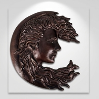 Décoration murale en métal en forme de visage de femme en croissant de lune en fonte, profil de dame à suspendre, emballage à bulles