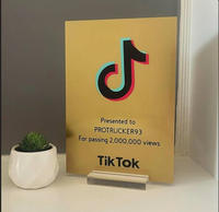 Plaque de récompense en aluminium noir argent or avec certificat en bois Tiktok Plaques de récompense pour les événements d'anniversaire MH-MJ0350