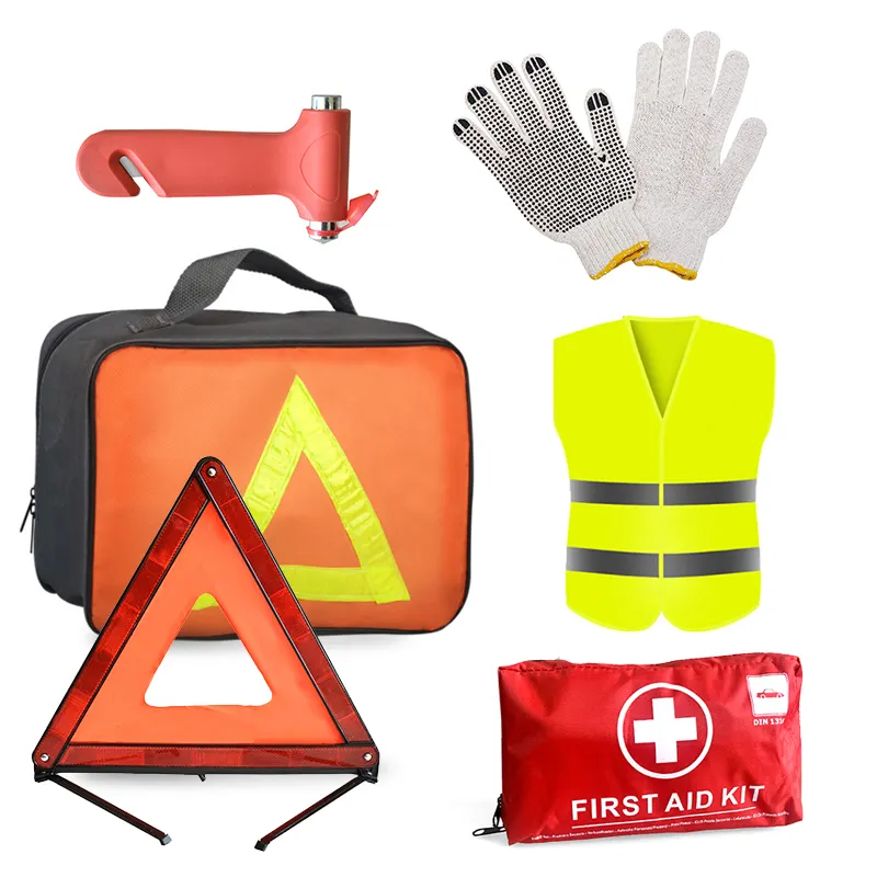 CK0060 roadside assistance Car emergency kit with gloves warning vest kit