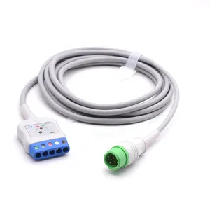 Mindray BeneView T5 T8 monitor ECG trunk adapter cable with 5lead Din-Style electrodes