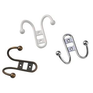 Wall Mounted Double <b>Hook</b> Zinc Alloy Antique Bronze Chrome White For Bathroom <b>Kitchen</b> Door Wall Use - Product Image 5