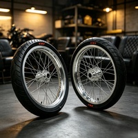 Kit de roues Supermoto KYZ neuf de 17 pouces chromé argenté, jeu de pneus 70/90-17/90-17, haute performance, mise à niveau professionnelle