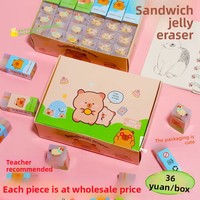 1 Buah Penghapus Sandwich Karet Berbentuk Capybara Desain Kartun Lucu untuk Siswa Menghapus dengan Rapi Alat Tulis yang Dibungkus Secara Individual