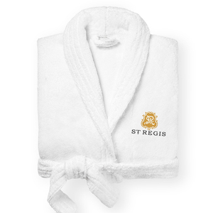 Set di <span class=keywords><strong>Accappatoio</strong></span> e Pantofole in Spugna 100% Cotone di Lusso <span class=keywords><strong>Bianco</strong></span> con Logo Ricamato per Hotel 5 Stelle, Traspirante e Super <span class=keywords><strong>Morbido</strong></span> - Product Image 3