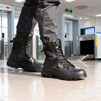 Chaussures de sécurité respirantes à embout composite, semelle intermédiaire tactique, bottes de sécurité en cuir tactiques pour la sécurité, les aéroports et les administrations