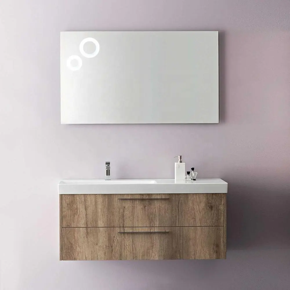 Lavabo rústico Lavabo Gabinetes de madera con cara de melamina Tocador de baño Espejo de tocador de baño con