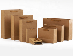 Venta al por mayor personalizado impreso su propio logotipo Blanco marrón artesanía regalo compras bolsa de papel Kraft - Product Image 2