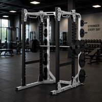 Rack de musculation commercial robuste avec rangement pour plaques, idéal pour l'entraînement en force en salle de sport