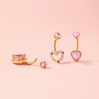 Toposh trendig kristall kralle stilvoll rosa 316l chirurgisch edelstahl naben bauchnabel ring piercing schmuck-set