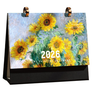 Calendrier de bureau en peinture à l'huile Gangtong 2026, ornement de bureau personnalisé, calendrier mensuel, style rétro créatif, calendrier imprimable - Product Image 5