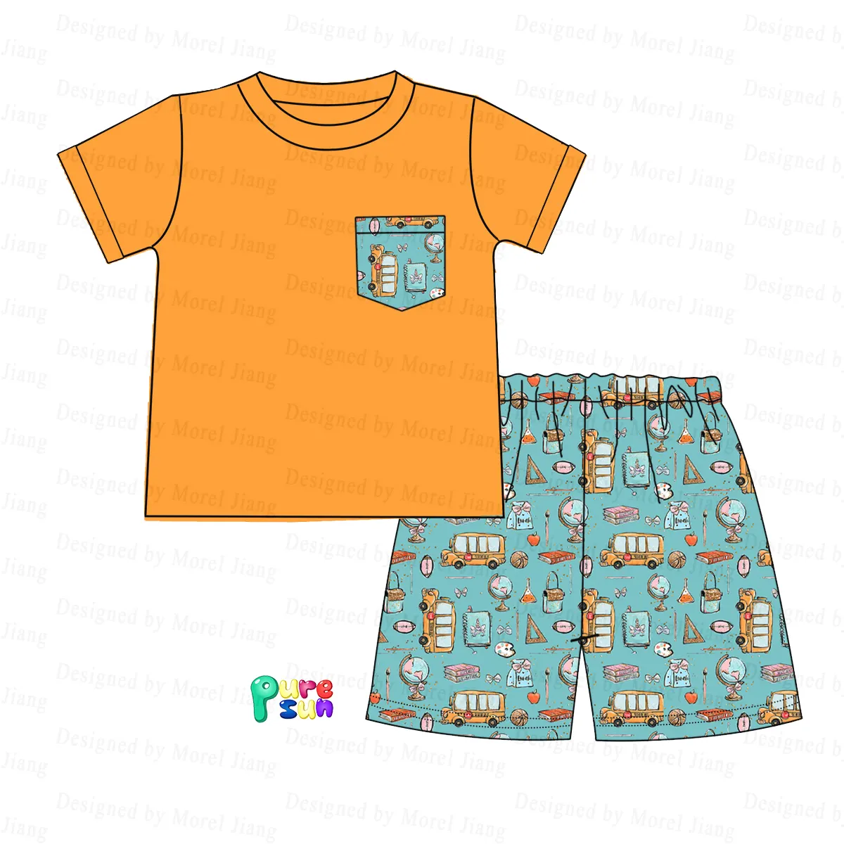2024年学校に戻るパターン甘いセーラーカラー衣装OEMODM赤ちゃん卸売女の子服セット-Puresun