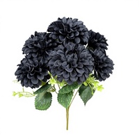 7 Tangkai Bunga Hydrangea Sutra Buatan Warna Gelap, Rangkaian Bunga Tunggal untuk Dekorasi Pernikahan