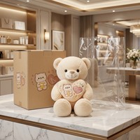 Ours en peluche super doux personnalisable avec cœur brodé, coussin en peluche, jouet en mousse à mémoire de forme, 31-50 cm