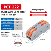 Connecteur rapide à sertir PCT-221~225 pour câblage rapide, bornier électrique en cuivre 1P 2P 3P 4P 5P
