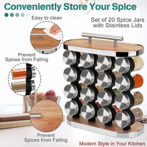 Grand <span class=keywords><strong>présentoir</strong></span> <span class=keywords><strong>à</strong></span> <span class=keywords><strong>épices</strong></span>, petits contenants de rangement pour <span class=keywords><strong>épices</strong></span>, bocaux <span class=keywords><strong>à</strong></span> <span class=keywords><strong>épices</strong></span> en verre, organisateur <span class=keywords><strong>rotatif</strong></span> avec 20 bocaux - Product Image 4