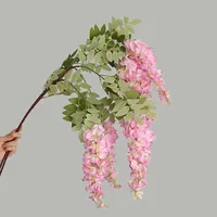 Bunga Wisteria Ungu Buatan Grosir, Untaian Panjang, Dekorasi Bunga untuk Pernikahan, Gapura, Taman, Luar Ruangan, Banyak