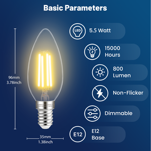 الأكثر مبيعًا لمبة ليد E12 E26 W 800lm قابلة للإضاءة غير الصنفرة لتزيين المنزل - Product Image 3