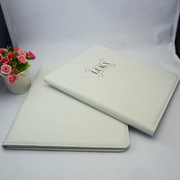 Carpeta Portafolio Personalizada A4 de Cuero PU con Textura de Avestruz Blanca, con Portapapeles Metálico, Organizador de Documentos de Negocios