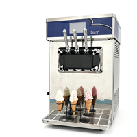 Commerciële soft-serve ijsmachine met 3 smaken, van roestvrij staal, met luchtpomp, voor melk & fruit.