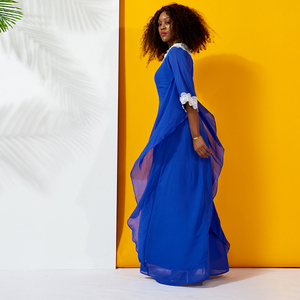 Shenbolen Femmes Africaines Vêtements De Mode À Manches Courtes En Mousseline de Soie Bazin Style Riche Soirée Dames Robe 2019 - Product Image 4