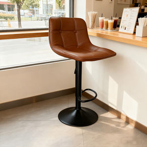 Taburete de <span class=keywords><strong>Bar</strong></span> Giratorio con Respaldo Cómodo y Reposapiés para Isla de Cocina, Apartamento Pequeño o Barra de Desayuno - Product Image 3