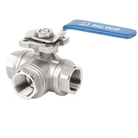 Vannes à boisseau sphérique en acier inoxydable 3 voies 1000WOG, filetage NPT femelle, type L/T, poignée manuelle pour eau, huile, gaz - Vente en gros usine
