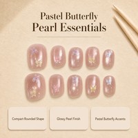 Fournisseurs de faux ongles à presser T1883 Kaixin Factory, finition acrylique brillante nacrée, forme carrée, accents papillon pastel français pour nail art