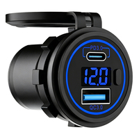 Prise USB C 12V à encastrer 2 ports pour moto, chargeur USB C 12V, port de charge USB 12V pour moto, bus, marine