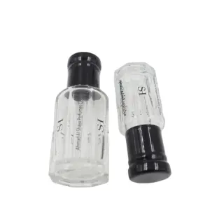 Botol Tola Kaca Minyak dan Parfum Arab, Oktagon Mewah 3Ml 6Ml 12Ml dengan Tutup Aluminium Hitam Gulung