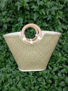 La mejor opción OEM Boho Seagrass Bolso Cesta de almacenamiento Diseño rectangular personalizable de HNH Craft - Product Image 3
