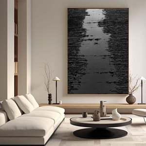 Pintura al Óleo Texturizada Minimalista Hecha a Mano, Decoración de Pared en Lienzo sin Marco para Oficina Contemporánea, Estilo Estudio - Product Image 5