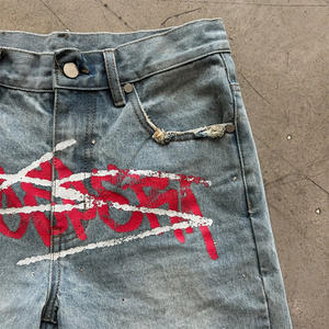 Pantalones cortos de mezclilla con cuentas de diseñador para hombre con pantalones cortos de mezclilla personalizados Sun Fade y pantalones cortos Casuales - Product Image 2