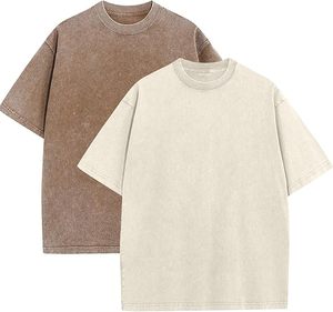 Lot de 2 T-Shirts pour Couples Style Lavage Acide, Logo <span class=keywords><strong>Personnalisé</strong></span> Coupe Ample Vintage, T-<span class=keywords><strong>Shirt</strong></span> Manches Courtes Streetwear Décontracté - Product Image 4