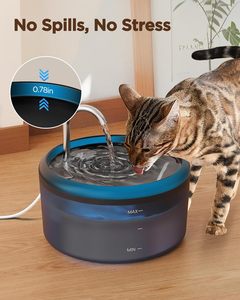 <span class=keywords><strong>Fontaine</strong></span> <span class=keywords><strong>à</strong></span> <span class=keywords><strong>eau</strong></span> pour chat d'intérieur, 9 filtres, 24L, robinet, lumière LED, électrique avec cordon, matériau ABS, 6 filtres <span class=keywords><strong>à</strong></span> charbon, 3 éponges de remplacement - Product Image 3