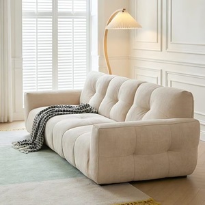 Modern <b>Fabric</b> Three Seat <b>Sofa</b> With Tufted Back And Padded Arms For Living Room - Product Image 4