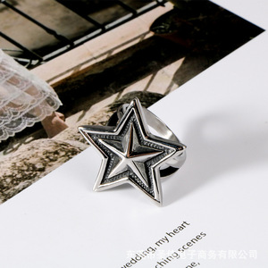 Punk <b>Titanium</b> Steel Star <b>Ring</b> SA963 Unisex Fashion Jewelry Gift - Product Image 4