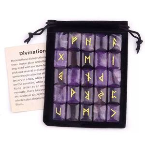 Juego de piedras rúnicas de piedras preciosas naturales para juegos de fiesta de brujería de adivinación que incluyen bolsa de regalo de cristal guía espiritual Reiki - Product Image 2
