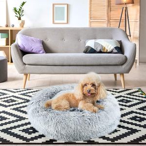 2024 Fashion Comfortable Washable Solid Fiber Plush Luxury Round Soft <b>Dog</b> Cat Fluffy Pet <b>Bed</b> for Indoor Cats - Product Image 1