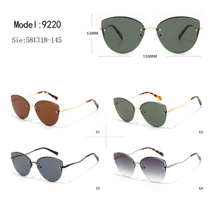 Gafas de sol tipo ojo de gato para mujer, montura dorada completa, lentes verdes, protección solar UV400, para adultos - Product Image 3