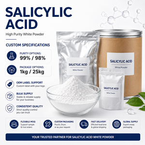Longbio Matière Première Cosmétique Qualité Cosmétique 99% CAS 69-72-7 <span class=keywords><strong>Poudre</strong></span> d'<span class=keywords><strong>Acide</strong></span> <span class=keywords><strong>Salicylique</strong></span> <span class=keywords><strong>Acide</strong></span> 2-Hydroxybenzoïque - Product Image 4