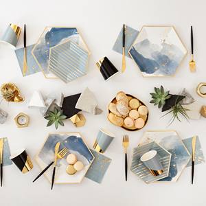 Assiettes en papier écologiques de 8 pouces (8 pièces) à blocs de couleurs, vaisselle de fête, fournitures de table pour anniversaire, Noë<span class=keywords><strong>l</strong></span>, baby shower, mariage - Product Image 5