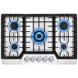 موقد موقد 5 شعلة موقد مع مدى غاز مضمن مقاوم للحريق من الفولاذ المقاوم للصدأ لبيوت الفنادق - Product Image 1