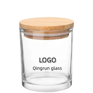 Buy Wholesale China Glass Candle Jar Clear Transparent With Bamboo Lid Glass  Candle Jars Small Cylinder Hot Sale & Cement Candle Jar at USD 5