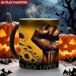 <b>Ceramic</b> Coffee Mug 11oz Heat Activated Color Changing <b>Cup</b> Black Frosted Design - Product Image 6