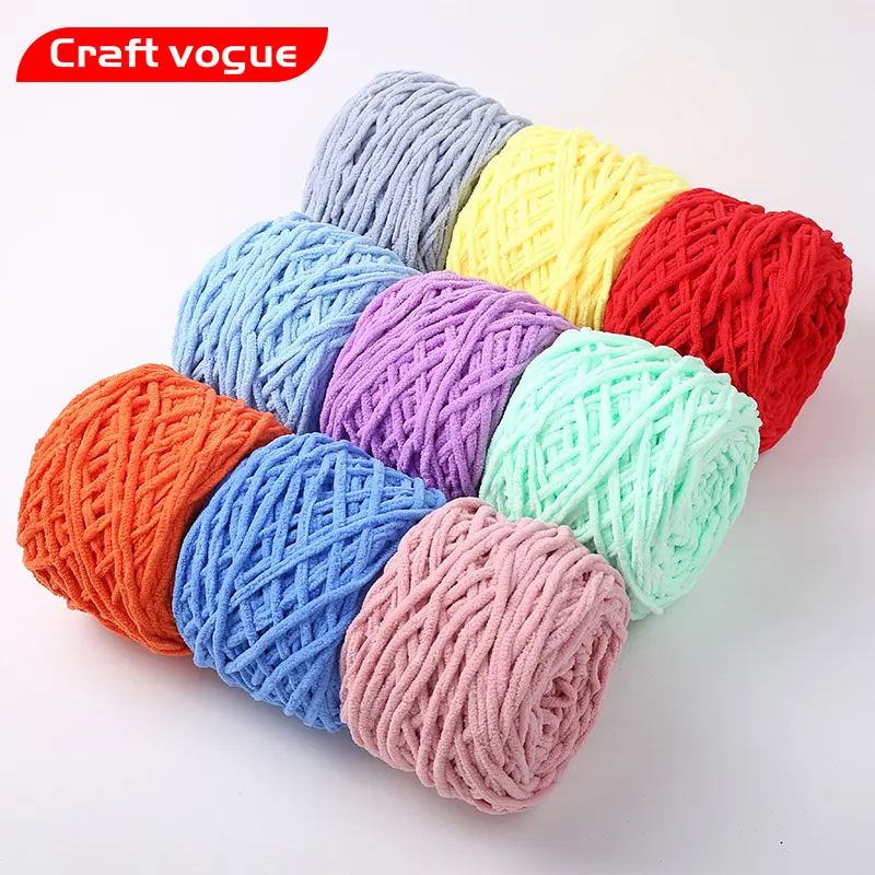 Craft Vogue competitive price polyester Soft chunky jumbo chenille yarn Vegan 0.7cm 1cm Bulky For Knitting yarn chunky Blankets