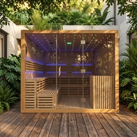Cápsula de Sauna de Vapor Seco por Infrarrojos de Madera de Cedro Rojo Canadiense con Panel de Control Computarizado y Ventanas Transom, Modelo HOT 5